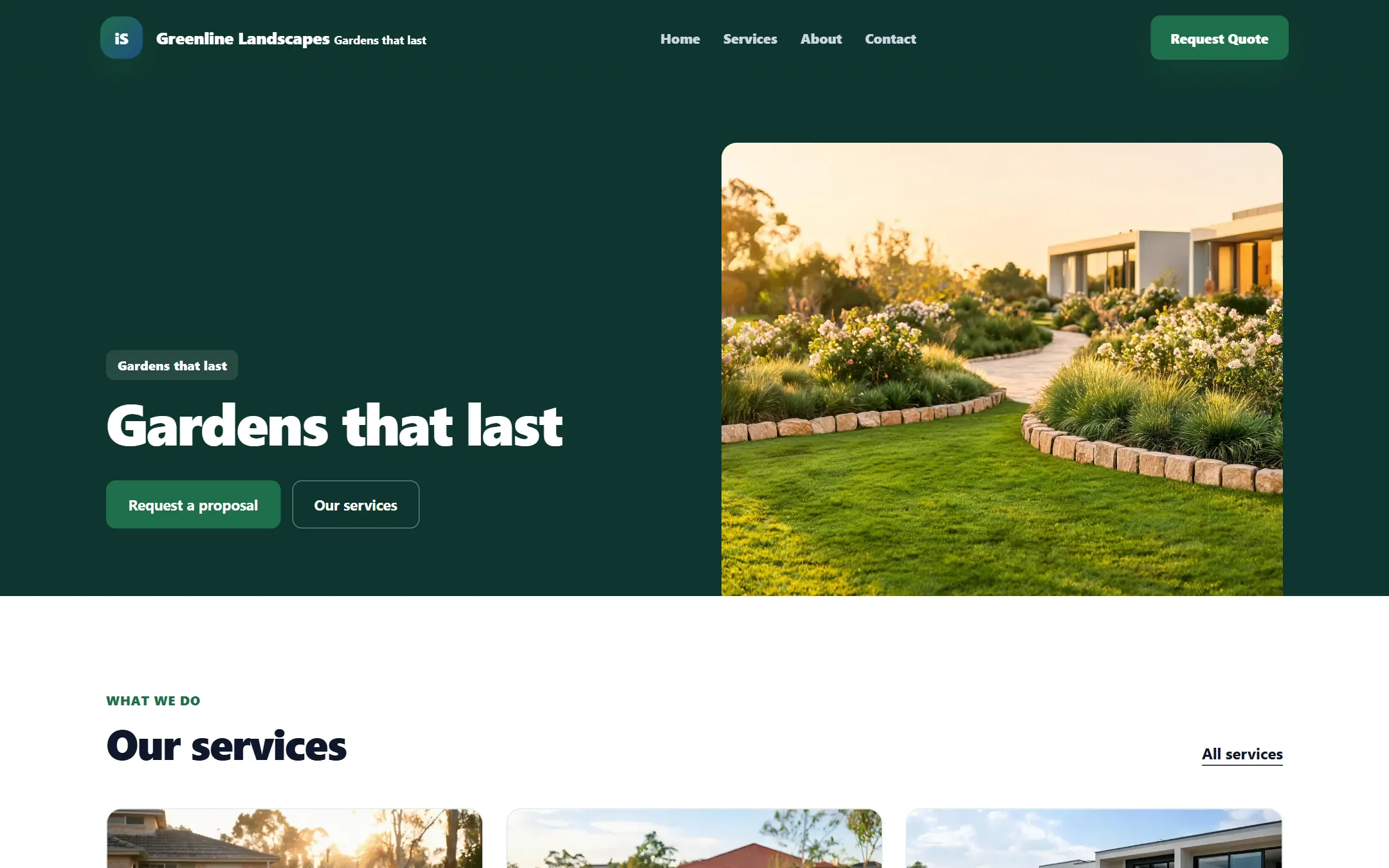 The Professional website theme for a landscaping business